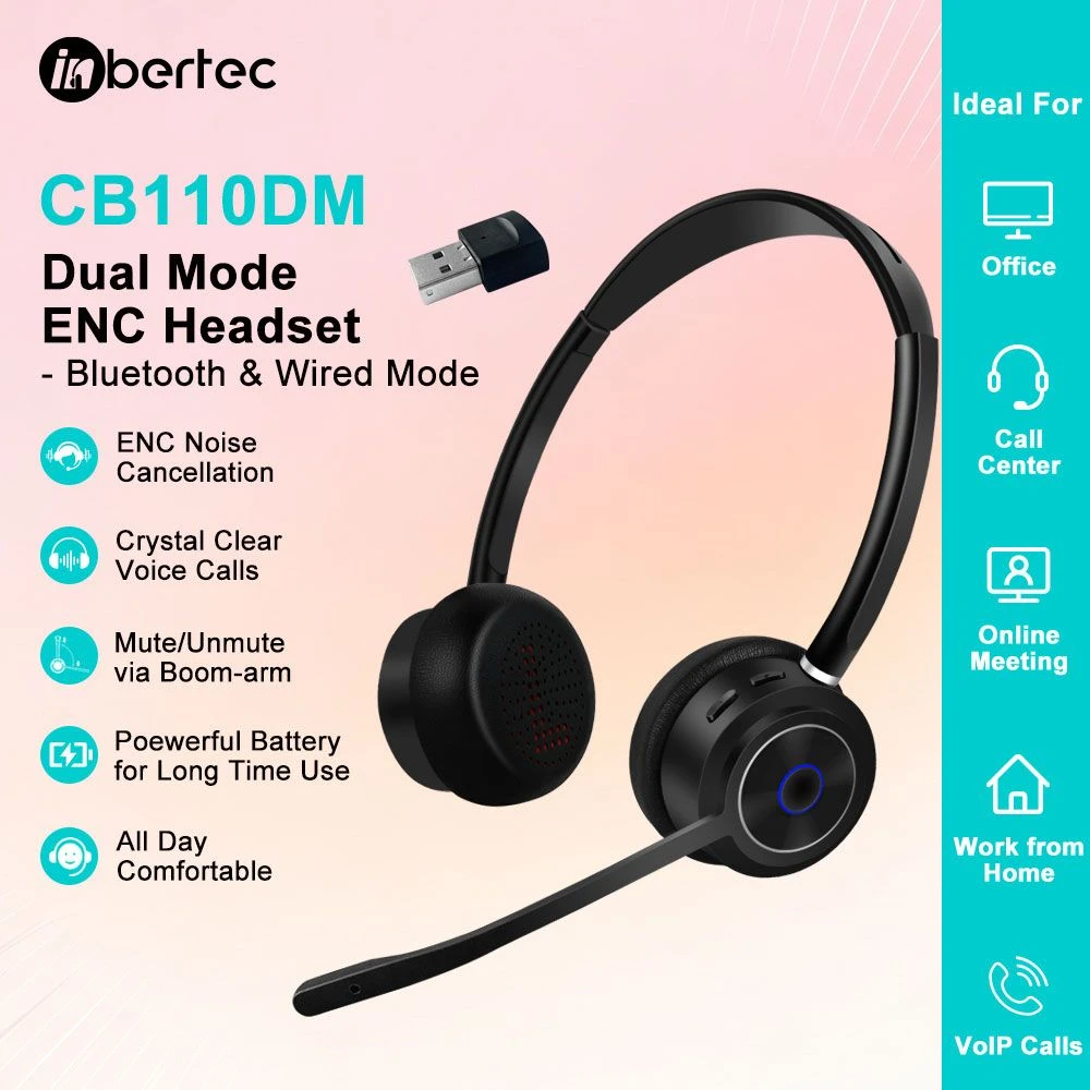 Advanced Call Center Noise Canceling Bluetooth Headset Can Be Worn All Day
