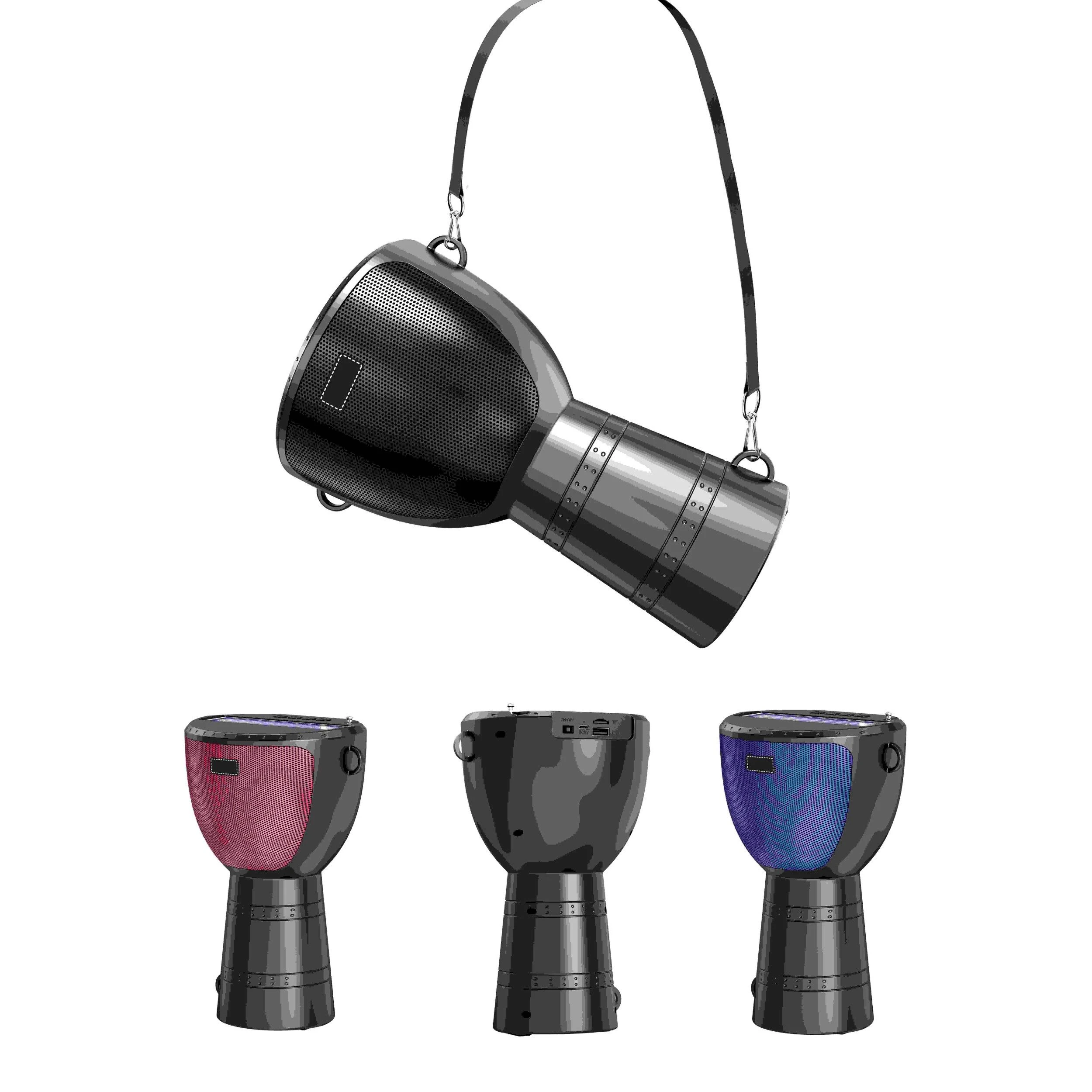 African Drum Bluetooth Speaker Outdoor Portable Solar Flashlight Creative Audio Wireless Speaker