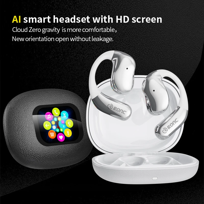 Ai Translation Earbuds Two-Way Translator LED Smart Screen Business Travel Sports Ows Earphones