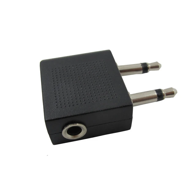 Aircraft Dual Pin 3.5mm to 2 X 3.5 mm Stereo Ear Audio Splitter Adapter for Headset Headphone