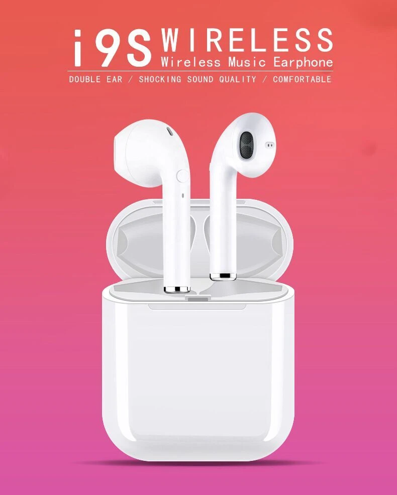 Airpods I9s Tws Wireless Bluetooth Earbuds Earphones True Stereo 5.0 Mobile Phone Accessory with Charging Magenetic Case Silicone Airpods Case