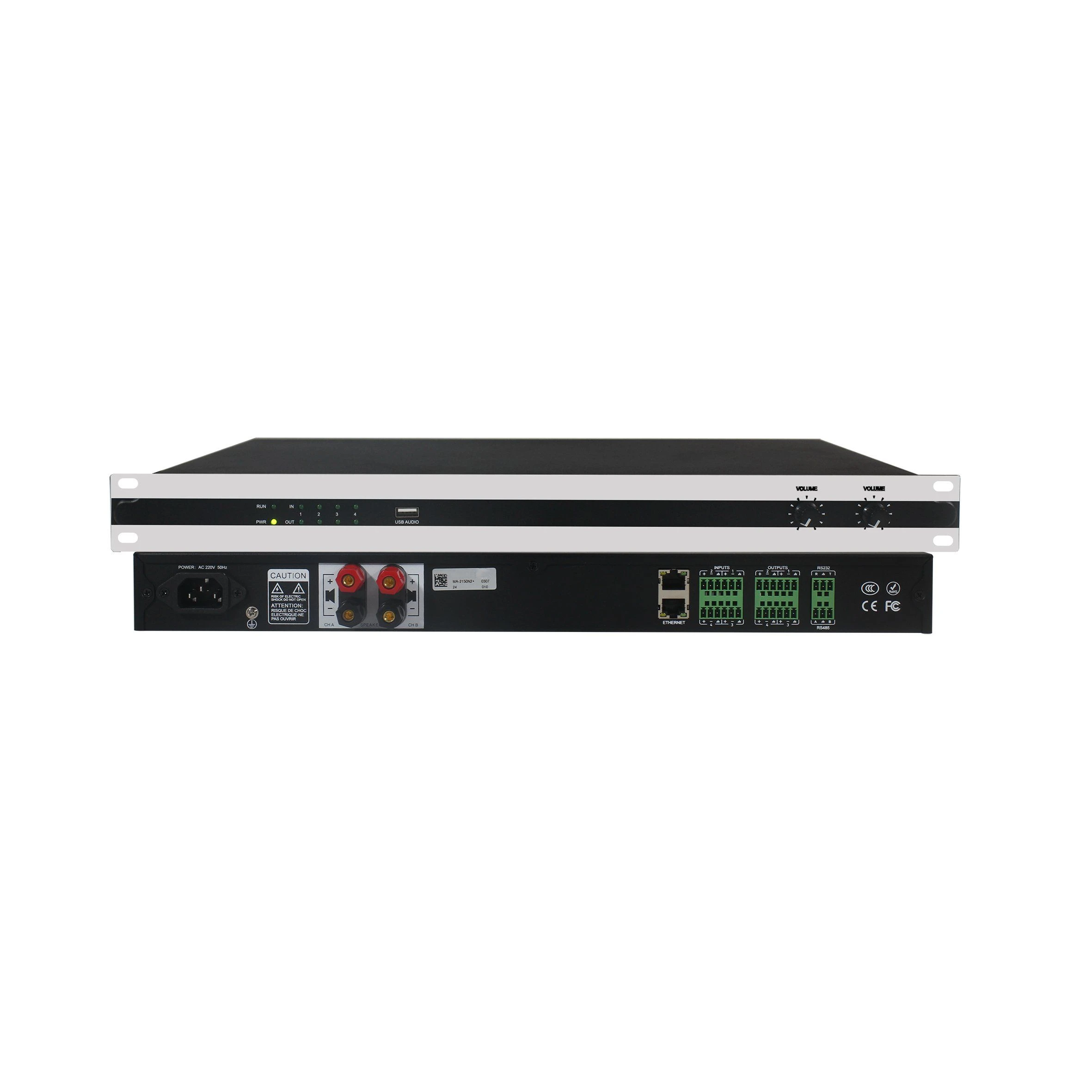 All-in-One 2 or 4 Channel 300W Digital Audio Power Amplifier with DSP for Video Conference Meeting System and Classroom