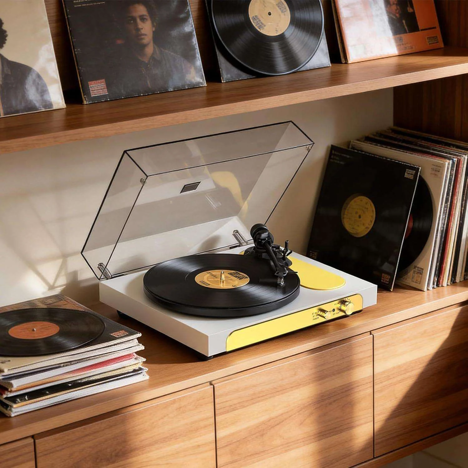 All-in-One Hi-Fi Sound Turntable Music Speaker Moving Magnetic Cartridge Gramophone Vinyl Record Player for Audio Gift