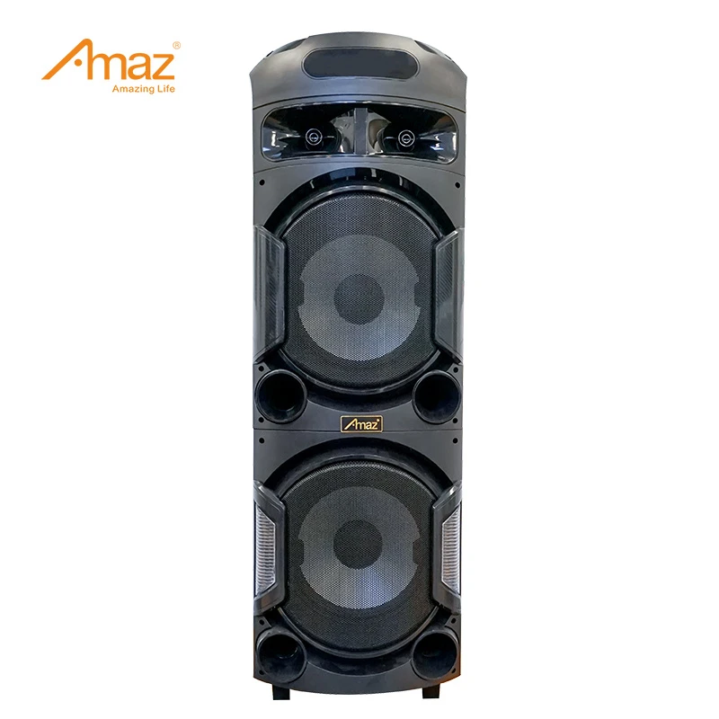 Amaz Dual 12 Inch Tower Speaker LED Light Outdoor Karaoke Speaker
