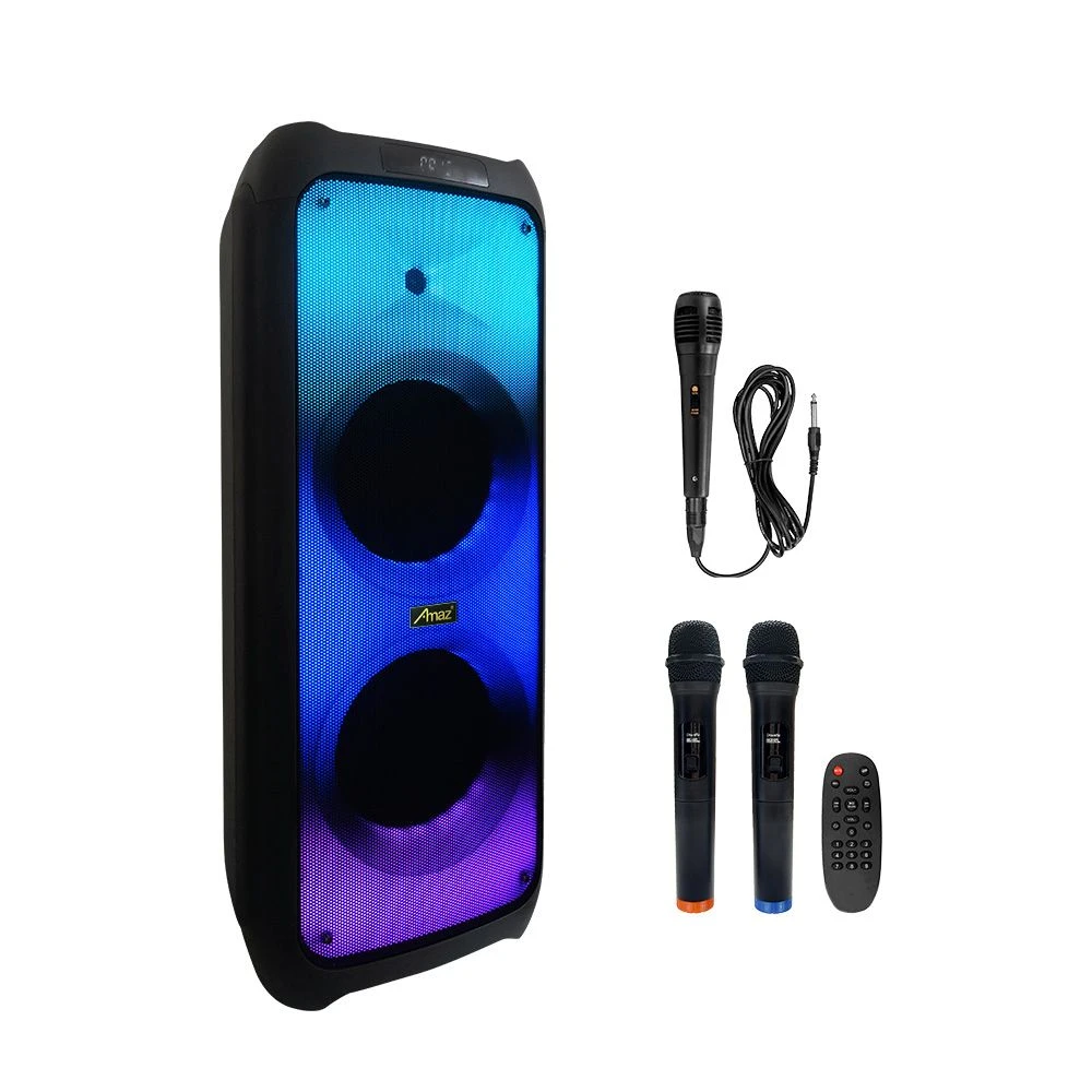 Amaz Hot Private Model Double 10 Inch Flame Light Portable Speaker