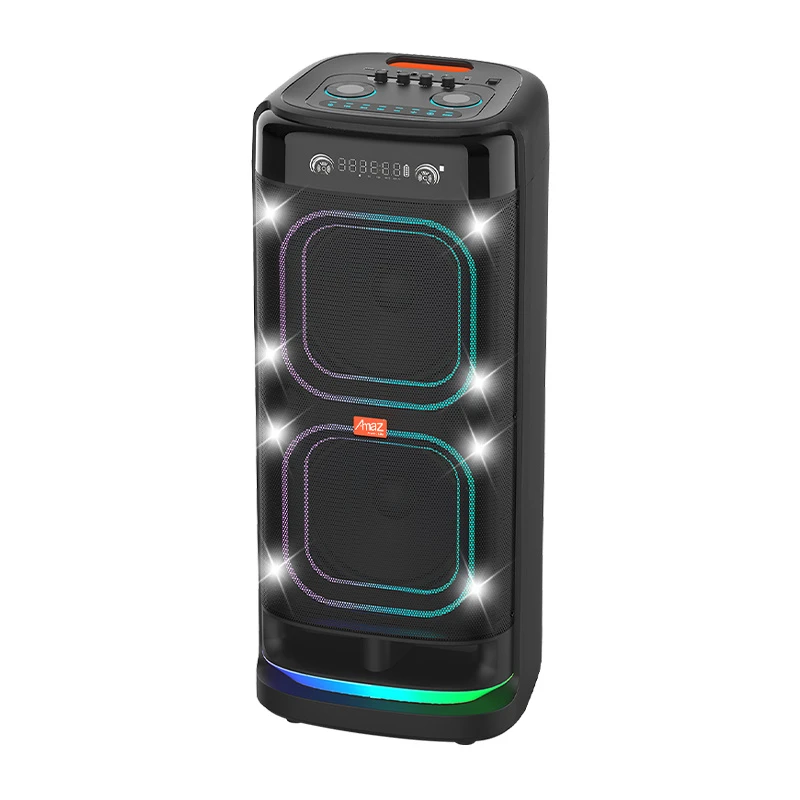 Amaz Latest Model Beautiful Line Light Smooth Sound and Heavy Bass Double 8 Inch Speaker