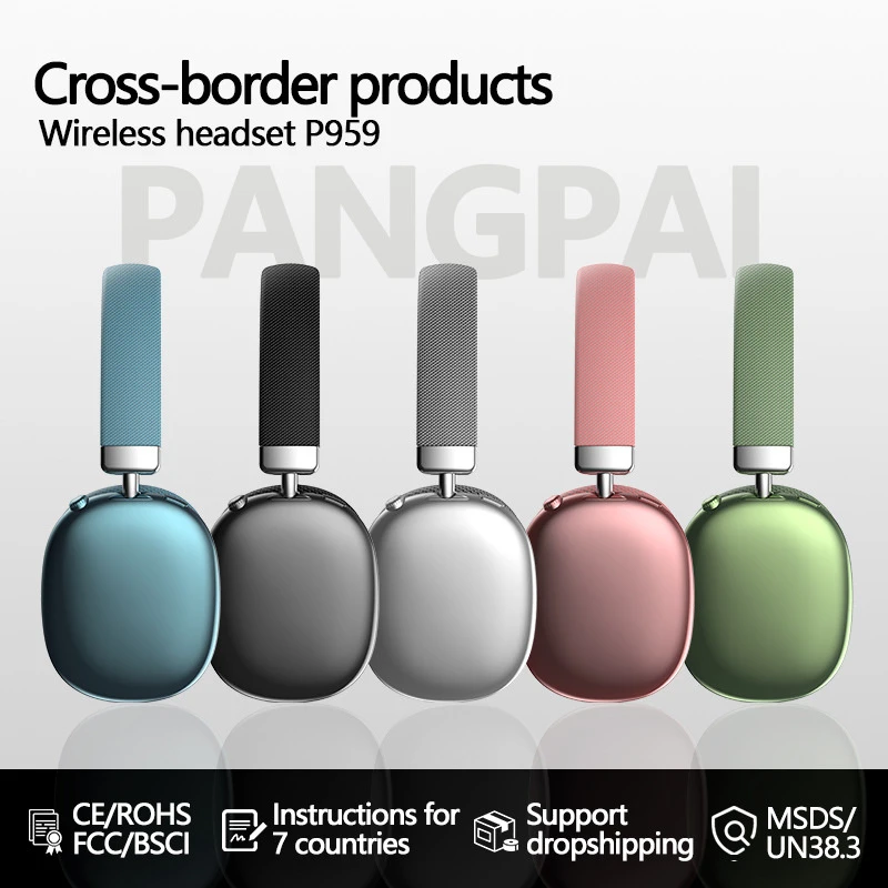 Amazon Tiktok Hot Selling Over Ear Headband Wireless Bluetooth Headphones Deep Bass Low Latency