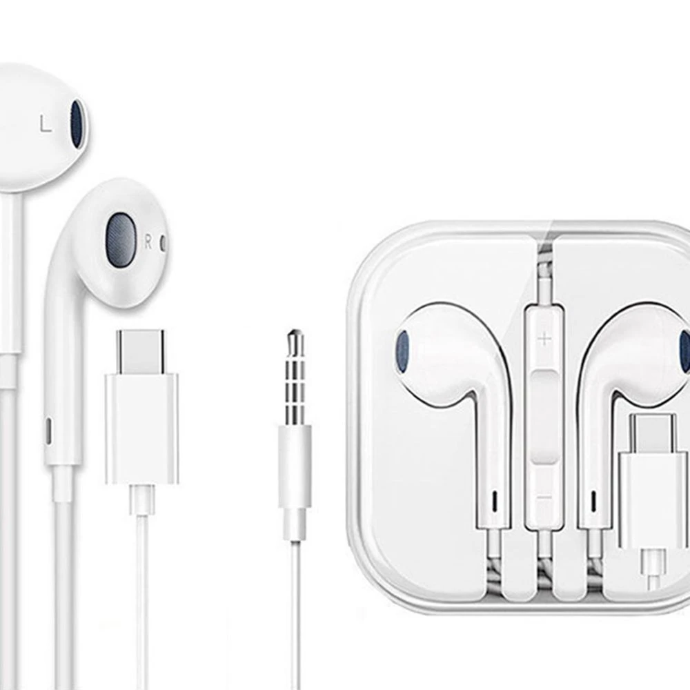 Android Type-C Compatible Headphones in-Ear Sports Deep Bass Wired Bluetooth Dual Mode & Mic Control