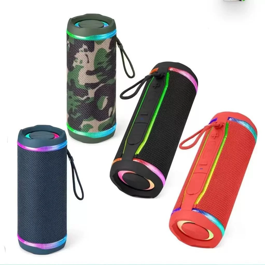 Anxun OEM New Design Outdoor Waterproof Ipx4 RGB LED Bulb Light Colorful Lights Bass Stereo Sound Cylinder Support Tws Portable Wireless Bluetooth Speaker