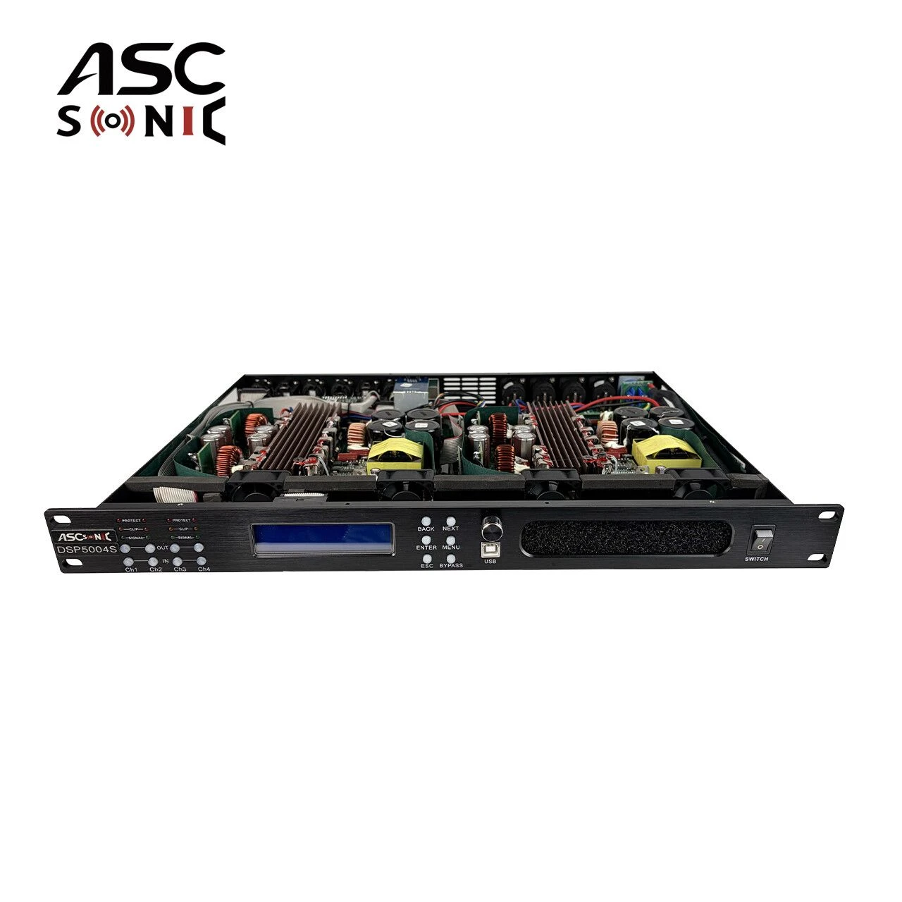 Ascsonic DSP5004s 4 Channels 900W Class D 1u Live Stage Power Amplifier DSP