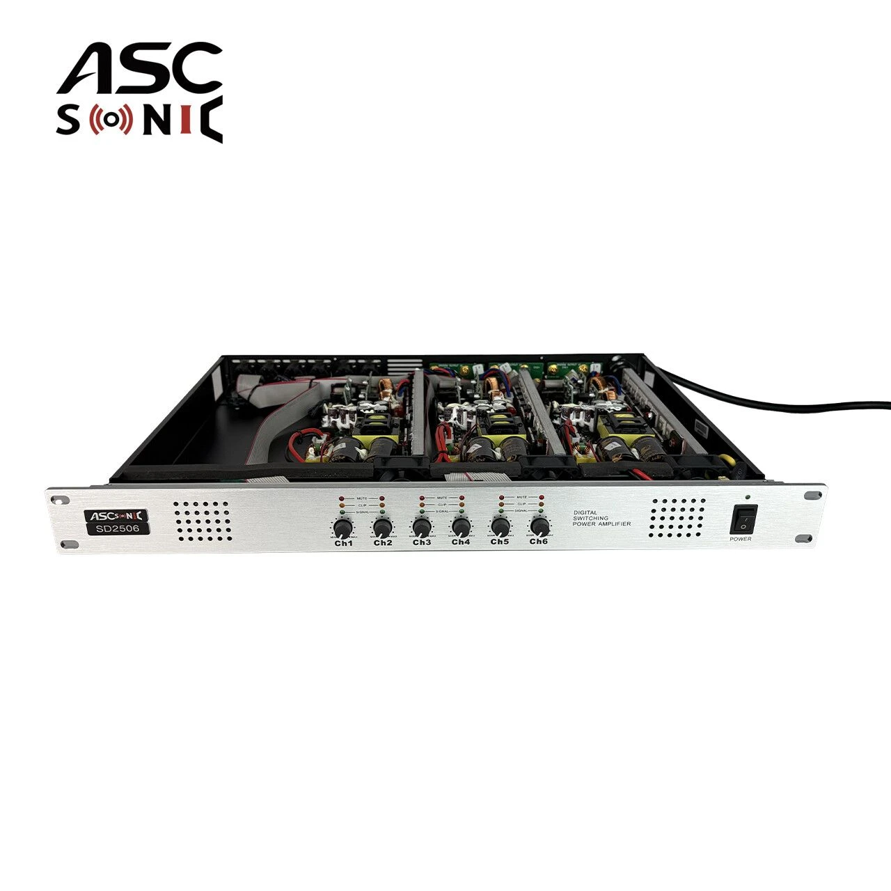 Ascsonic PA SD2506 6 Channels 1u 450 Watts Class D Power Amplifier