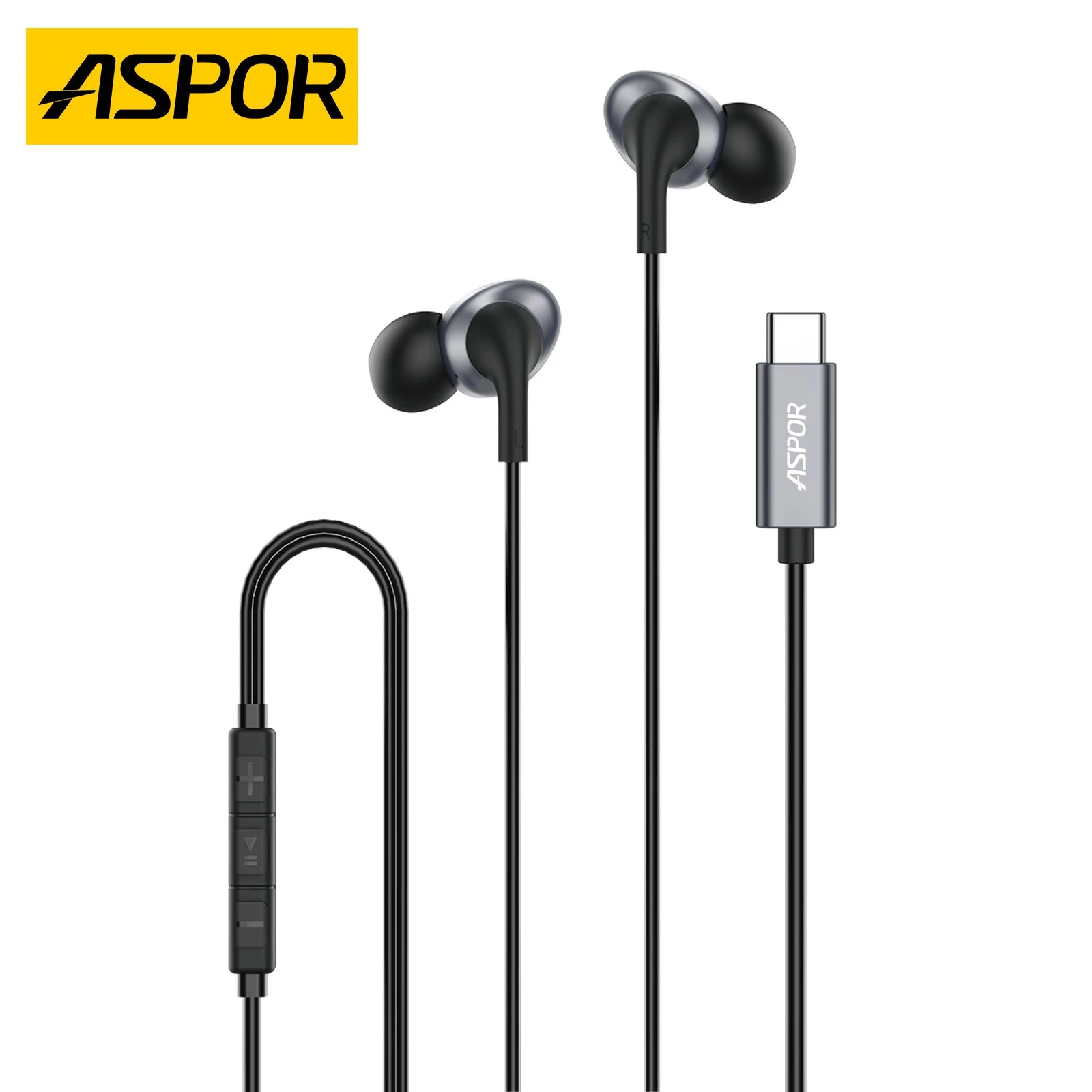 Aspor A250 Dynamic Wired Earphone in-Ear Earbuds Type-C HiFi Stereo Music Headphone