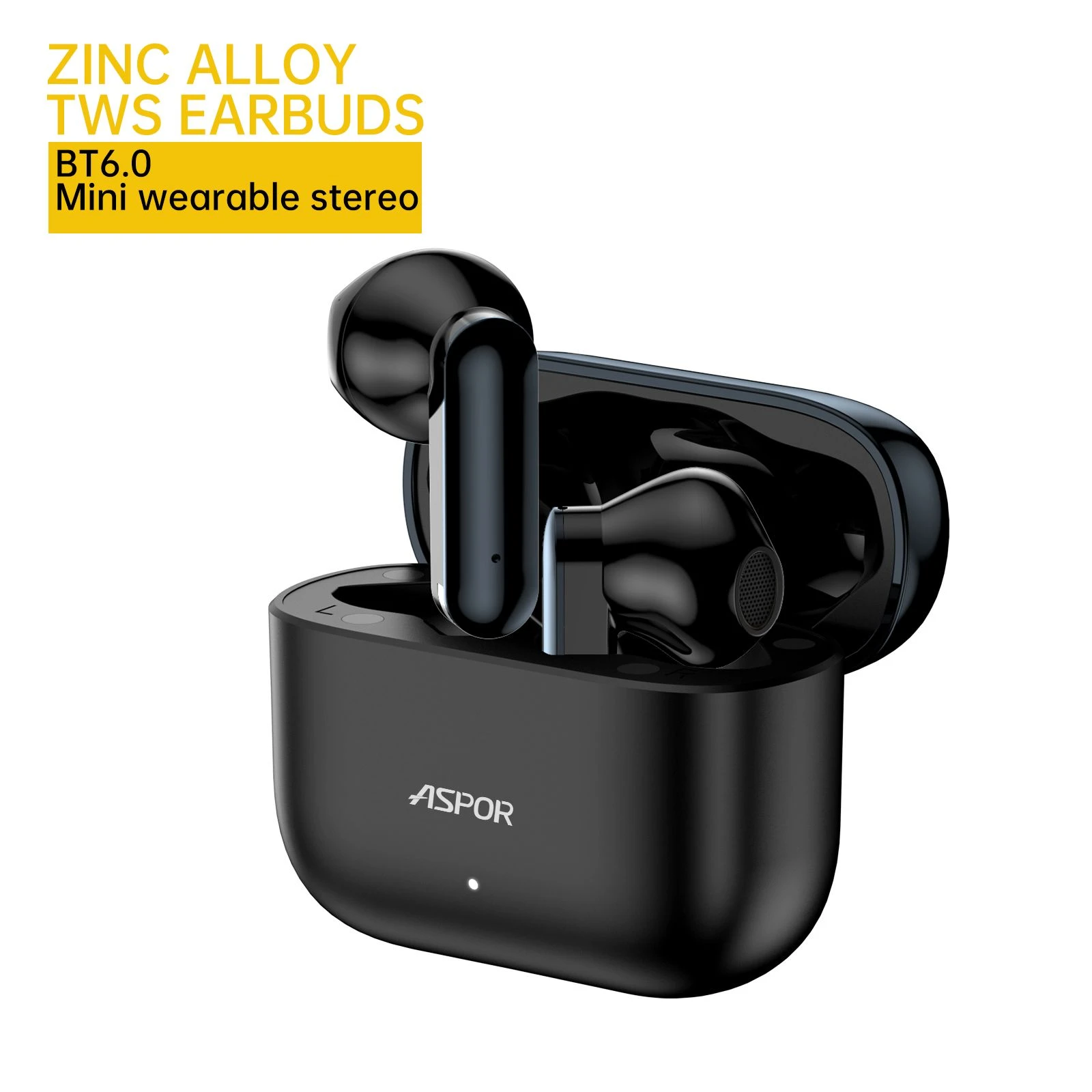 Aspor A655 Zinc Alloy Tws Earbuds, Wireless Bluetooth 6.0 Headphones with 13mm Dynamic Driver for Deep Bass, 20h Playtime, Immersive Stereo Sound