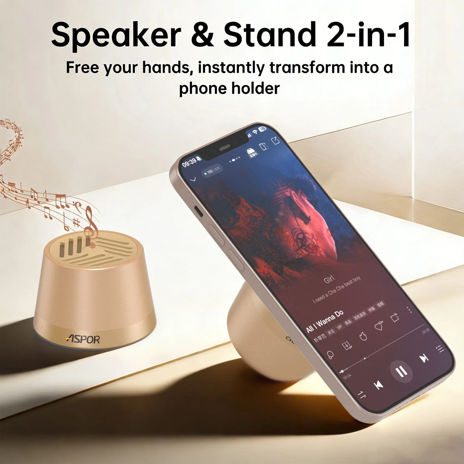 Aspor A678 Mini Magnetic Speaker Wireless Charger Bluetooth-6.0 USB-C 9-Hours Music Time