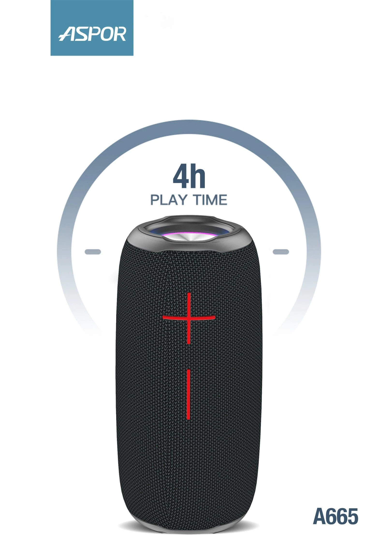 Aspor Black and Camo Appearance Wireless Mini Bluetooth Speaker A665 Can Play up to 4 Hours Bt Version: 5.0 Bt Range: 10 M Battery Capacity: 2400mAh