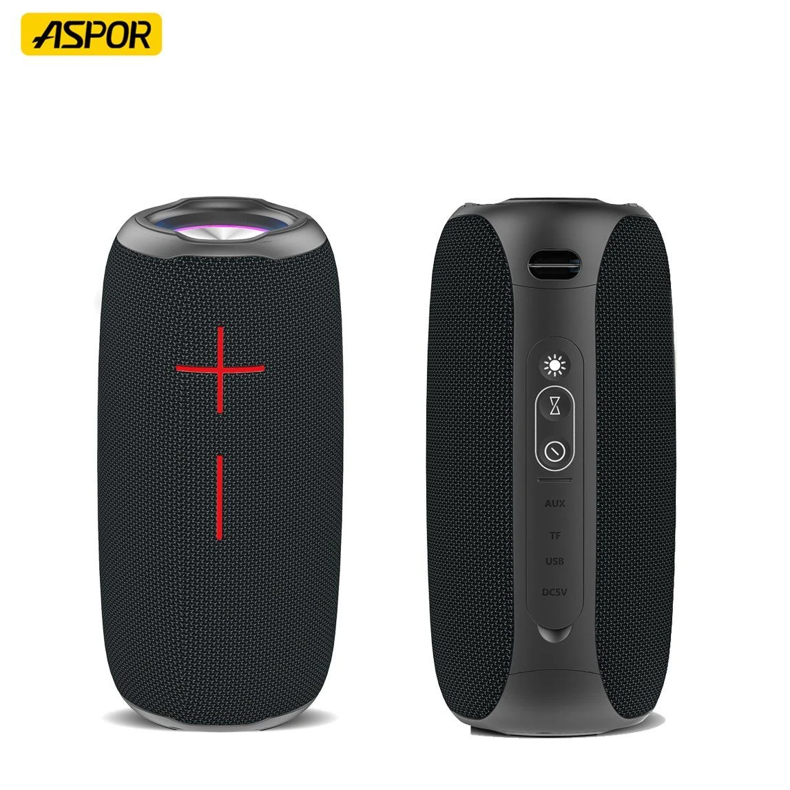 Aspor Tws LED Light Smart Flashing Portable Wireless Speaker with FM Radio Bluetooth 5.0 Speaker