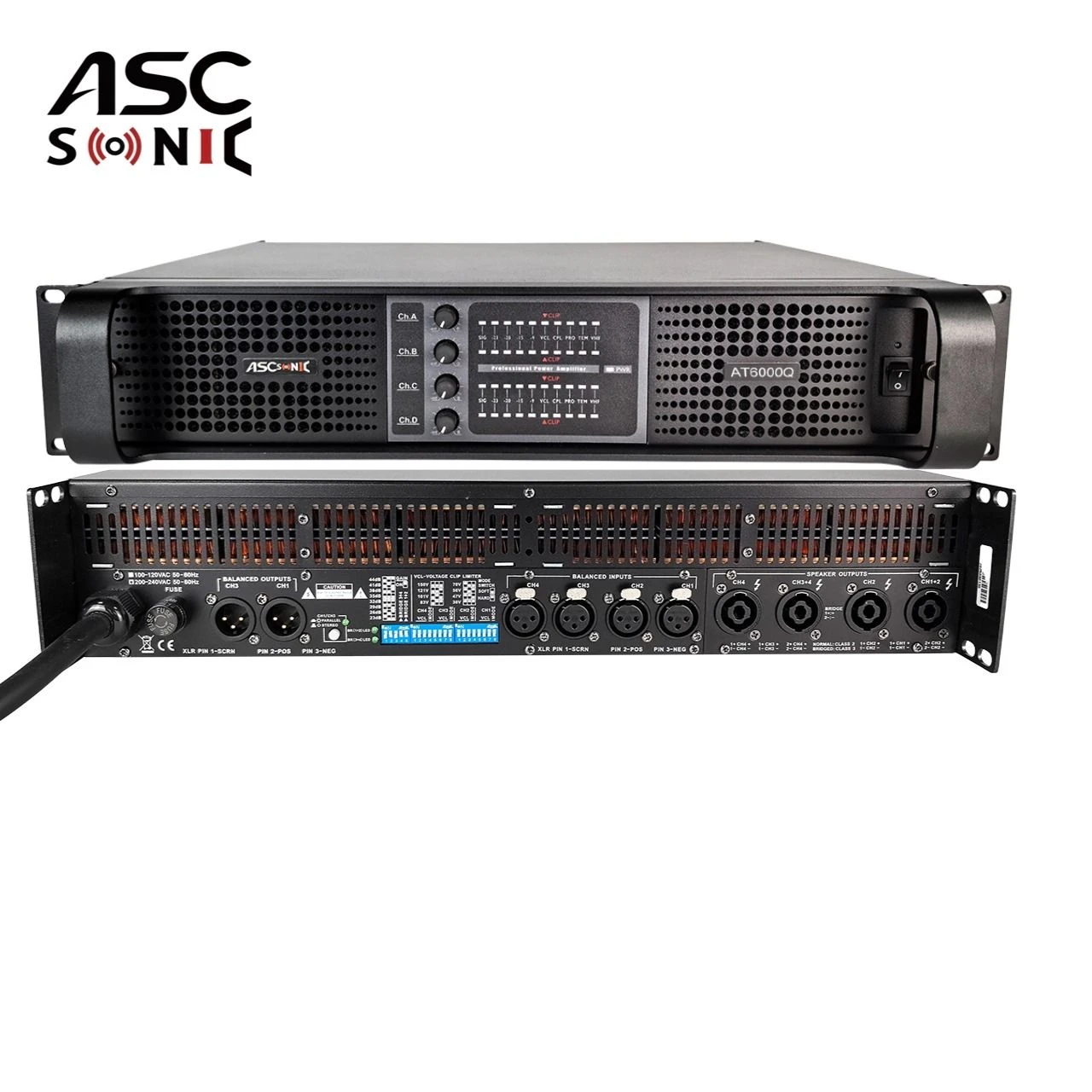 At6000q 4 Channels Switching 90V-240V Audio Power Amplifier DJ Stage