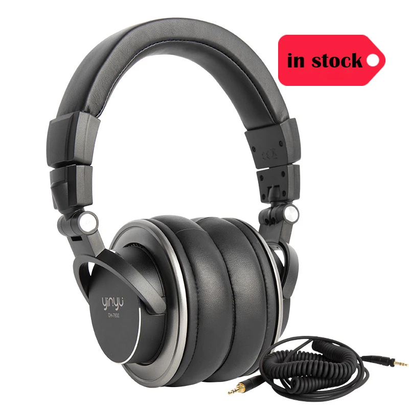 Audfine in Stock DH7600 Foldable with Coiled Cable Rotatable Earcups Wired Over-Ear DJ Monitoring Headphone for DJ Monitoring
