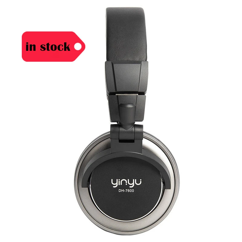 Audfine in Stock Dh7600 Foldable with Coiled Cable Rotatable Earcups Wired Over-Ear DJ Monitoring Headphone for Turntablism