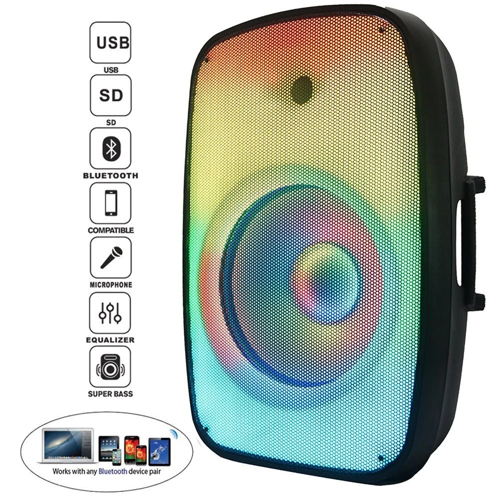 Audio 300W 15″ Flame LED Lights Active PA/DJ Sound Box System Wireless Karaoke Sets Bt-Tws-Mic–FM-Echo-Battery Bocina Parlante