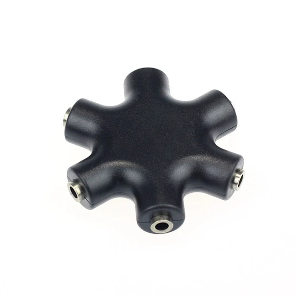 Audio 5-Way 3.5mm Aux Stereo 6 Port Hub Headphone Splitter-Black