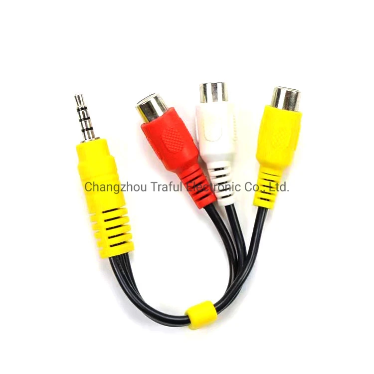 Audio Cable 3.5mm 4 Step to 3RCA Female Adapter