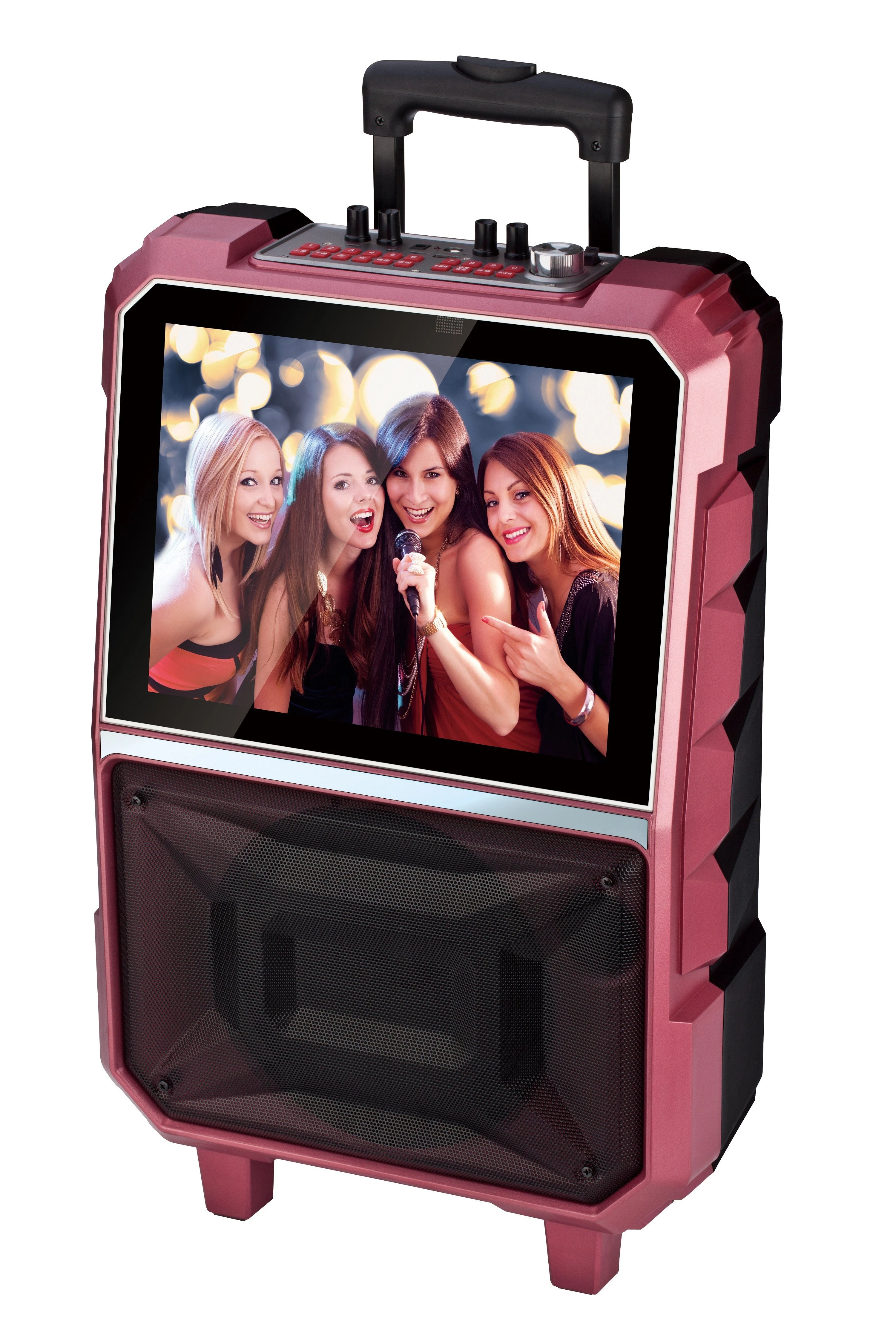 Audio New Arrival 14″ Screen Display Trolley Rechargeable Battery WiFi Karaoke Bluetooth Party Speaker