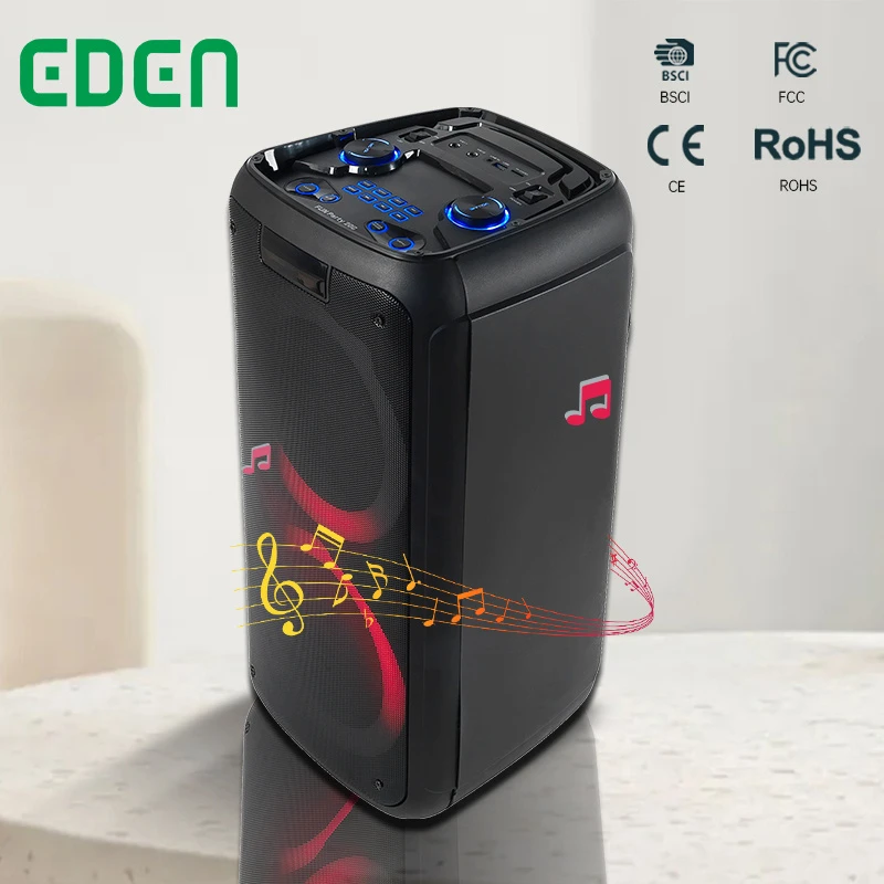 Audio Speaker Dual 8inch Big Power PA PRO Portable DJ Karaoke Wireless Battery Professional Home Speaker Bluetooth Party Speaker with LED Light