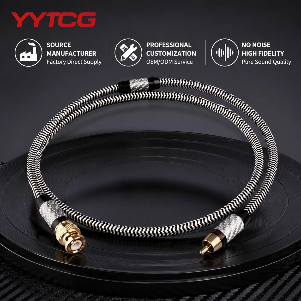 Audiophile Grade High Fidelity RCA Male to BNC Male Coaxial Cable with Braided Shielding for DAC and Digital Audio Systems