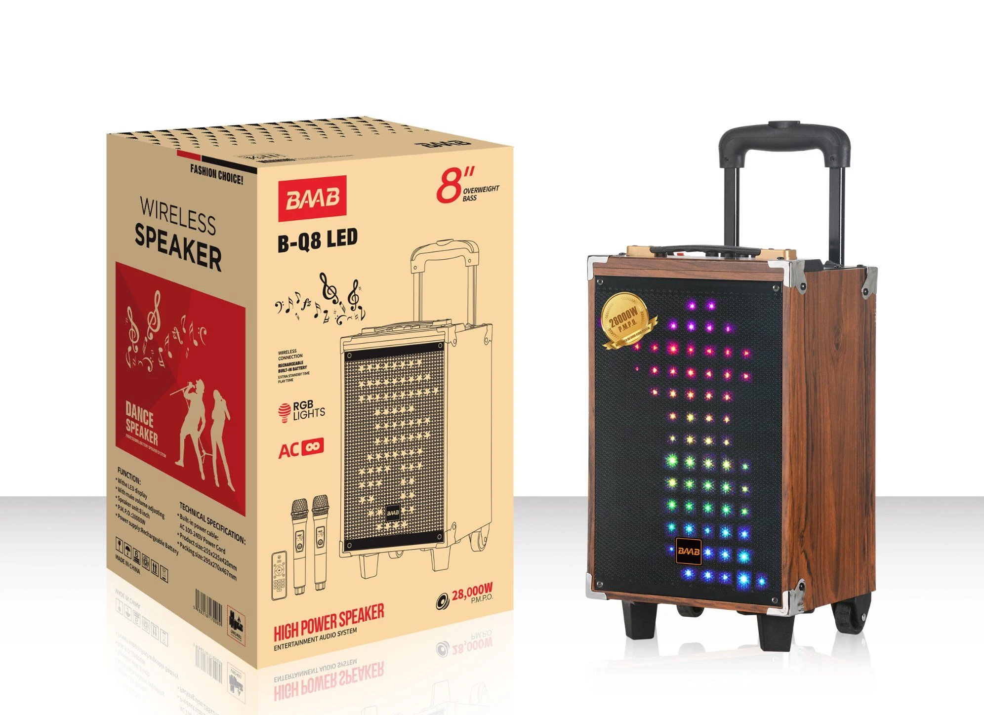 B-Q8 LED Wooden / Fabric / Vintage Bluetooth Speaker Wholesale