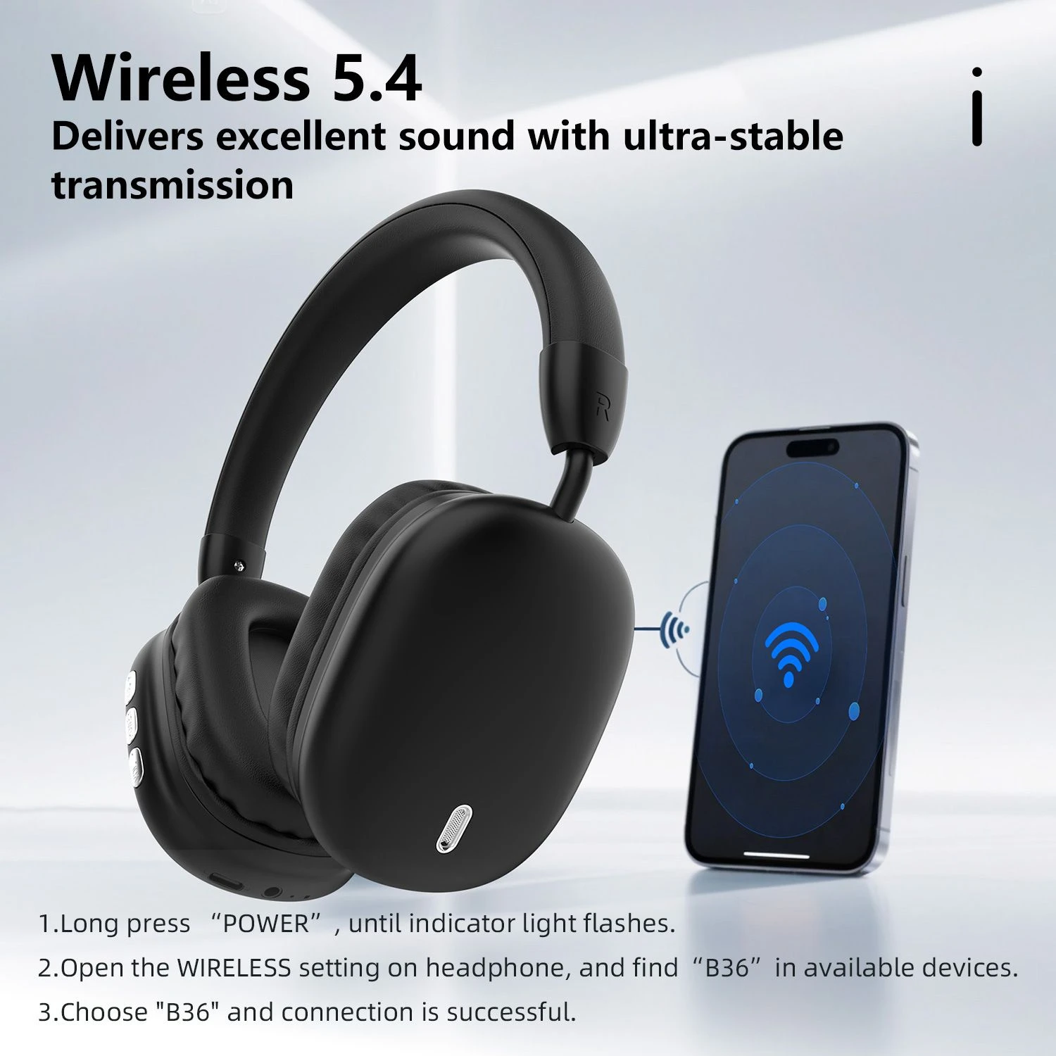 B36 Over-Ear Wireless Cordless Stereo Gaming Bluetooth Microphone Headset Headphone