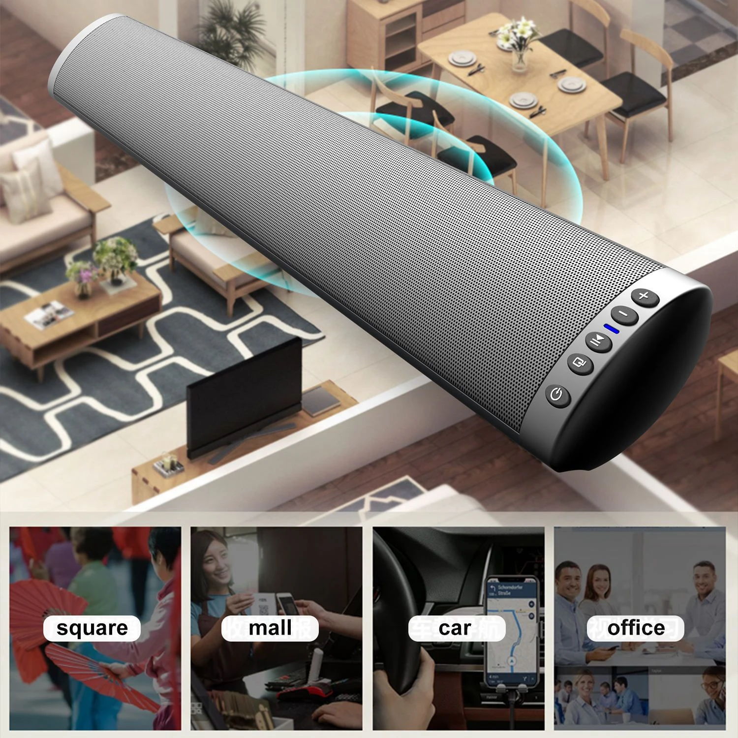BS-41, Wall-Mounted Soundbar Wireless Bluetooth Speaker FM USB/Aux/RCA for Smart TV Surround Home Theater Audio Wall-Mounted Soundbars