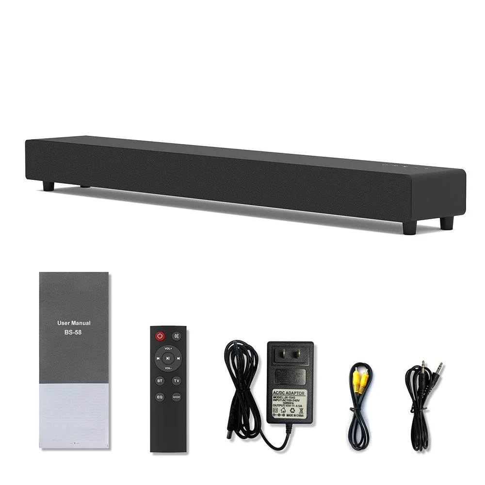 BS-58 Soundbar with Built-in Subwoofer, 60W Bluetooth TV Speaker, Virtual Surround Sound, HDMI Arc/Optical/RCA/Aux/USB, Wireless Sound Bar for Home Theater