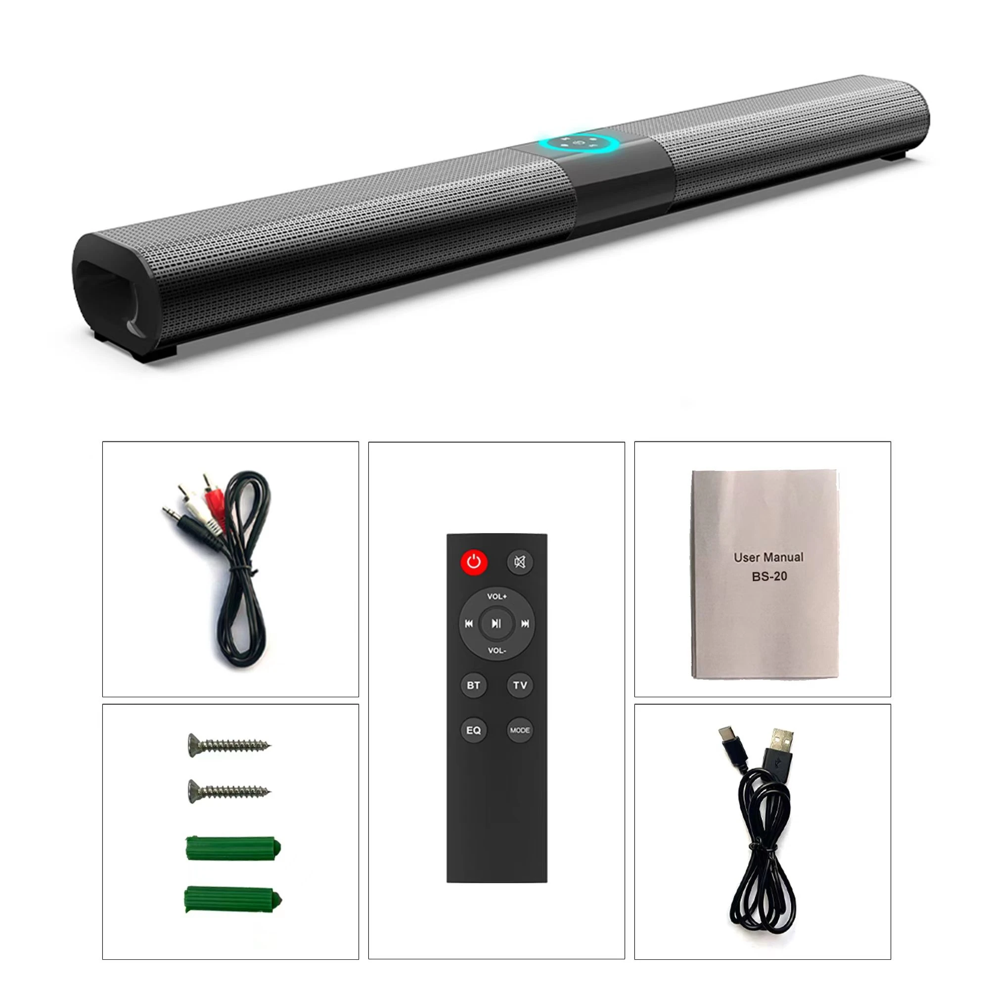 BS20 Immersive Wireless Bluetooth Soundbar with Deep Bass for Home Theater