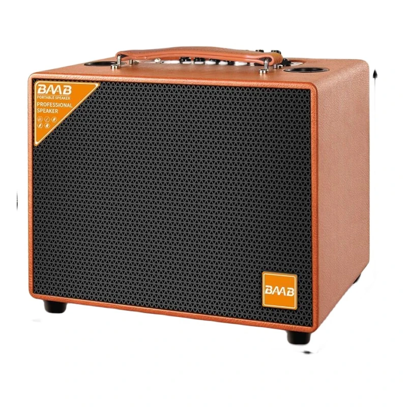 Baab Professional Stage 8 Inch Active Outdoor Bt Wooden Speaker with Karaoke Home Theater System