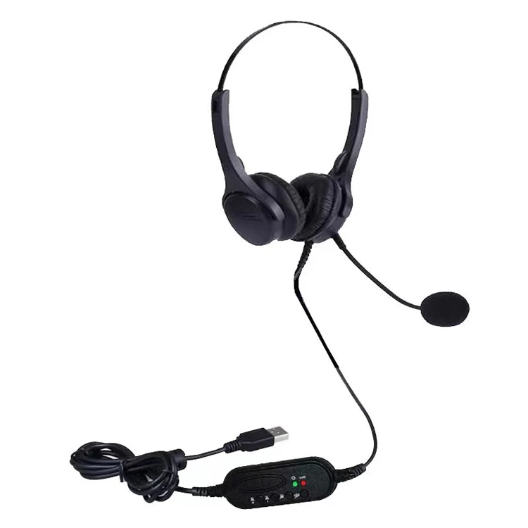 Binaural Call Center Phone Headset with Microphone Noise Canceling USB Headphone