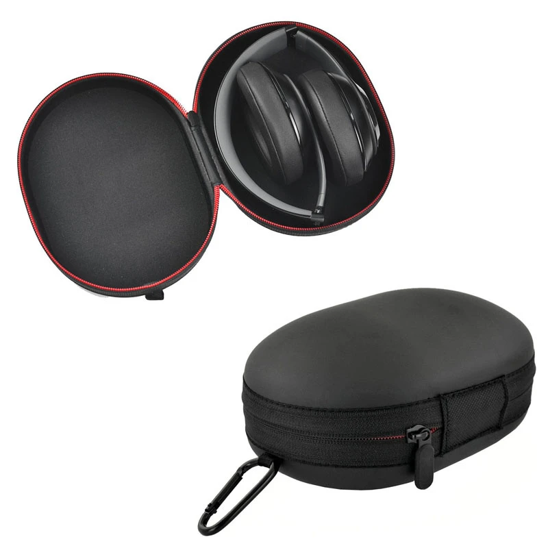 Black Custom Hard Shell Portable Travel PU Headphone Carrying EVA Case with Waterproof Zipper