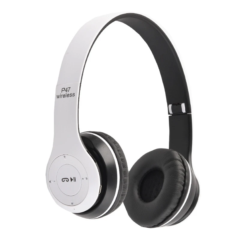 Black P47 Foldable Slim Wireless Bluetooth Headphone