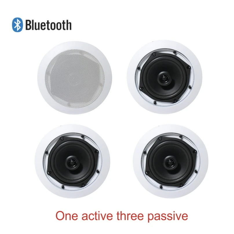 Bluetooth 5 Inch 15W 4ohm Coaxial Ceiling Speaker with Built-in Class D Amplifier for Public Address Background Music Mini Home Theater Audio System
