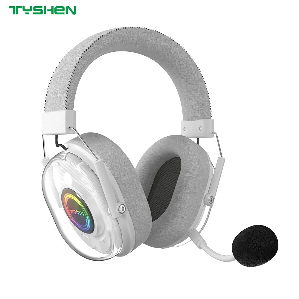 Bluetooth 6.0 2.4G Wireless RGB Gaming Headset Foldable Mic Low Latency