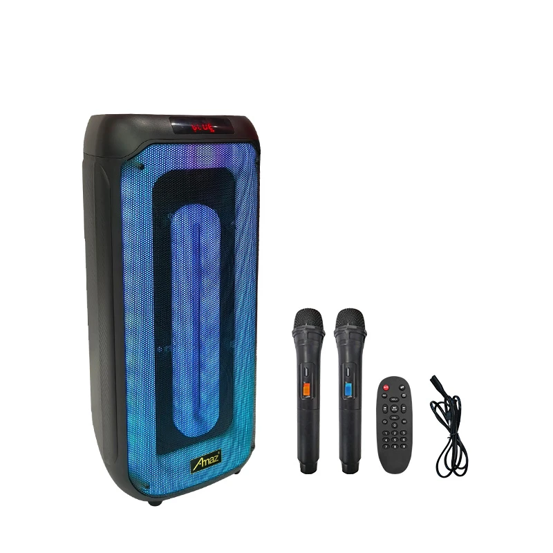 Bluetooth 8” Portable Speakers with Microphone Karaoke FM/USB/TF/Aux/RGB Lights DJ Part Speaker