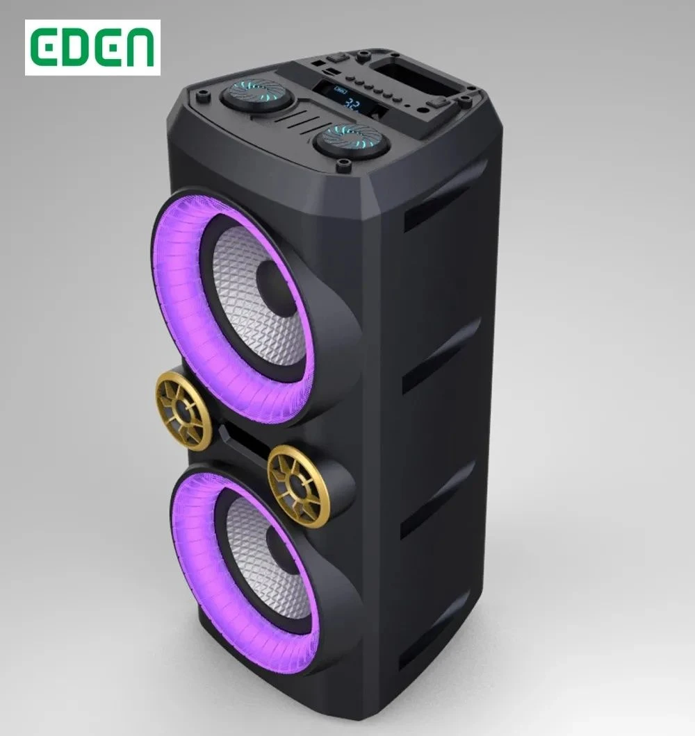 Bluetooth Audio with LED Fire Dual 6.5 Inch Wireless DJ Portable PA Party Sound Box Rechargeable Speaker ED-608