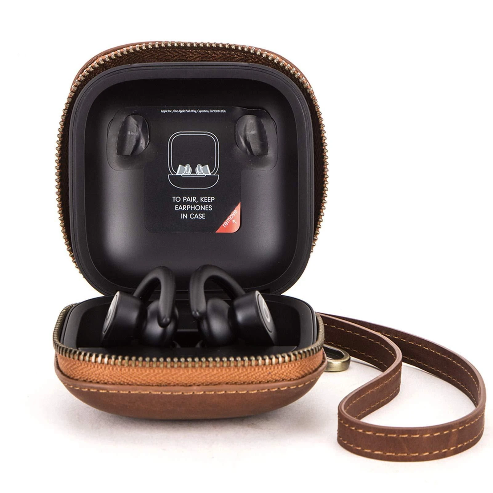 Bluetooth Earphone Holder Real Leather Air Pod Cover Case Protective Earphones Pouch