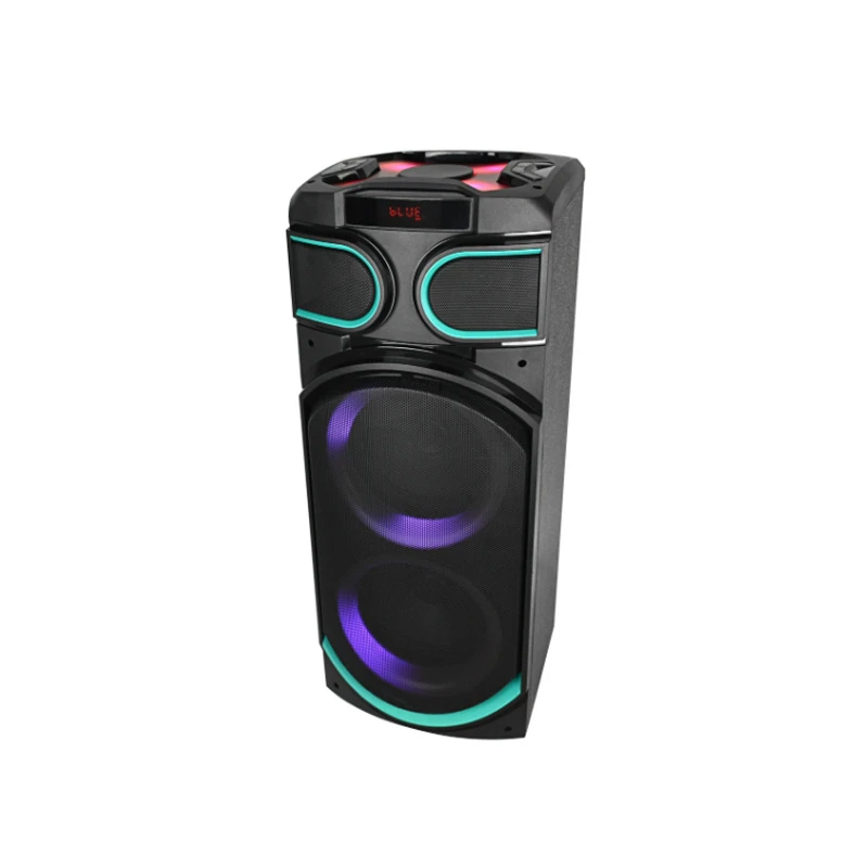 Bluetooth Party Speaker Double 8 Inch Professional Wireless Audio Rechargeable DJ Party Loud Speaker with Colored Light
