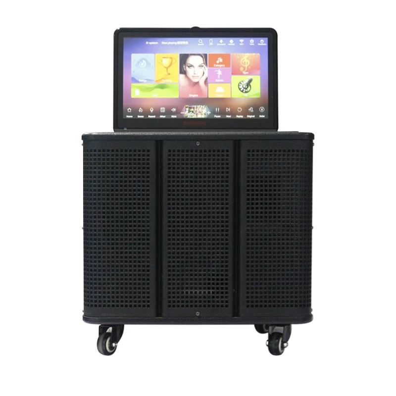 Bluetooth Trolley Speaker 8 Inch Big Touch Screen Wooden Wireless
