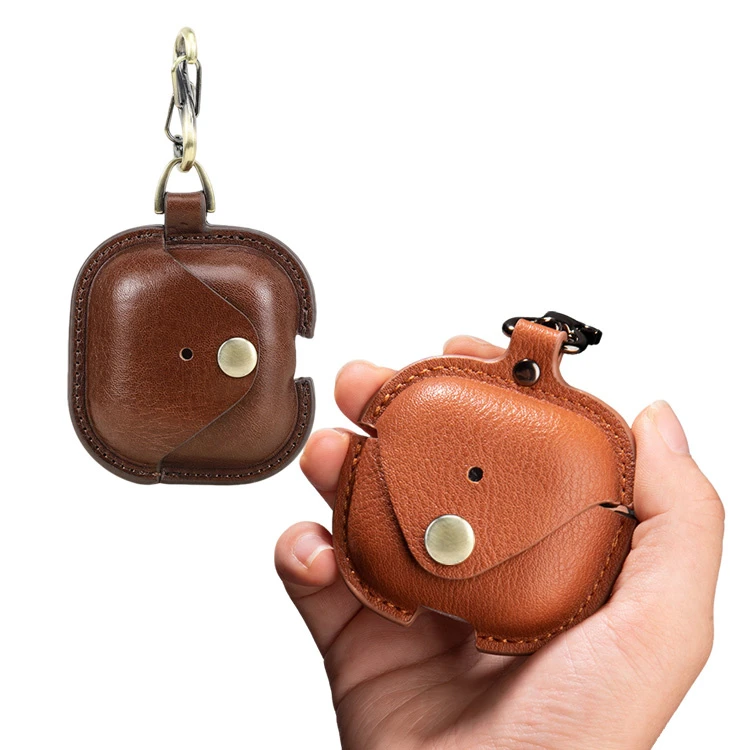 Brown Black Genuine Leather Headphone Case 8X2X6.5cm Lightweight 24G for Outdoor and Office Use