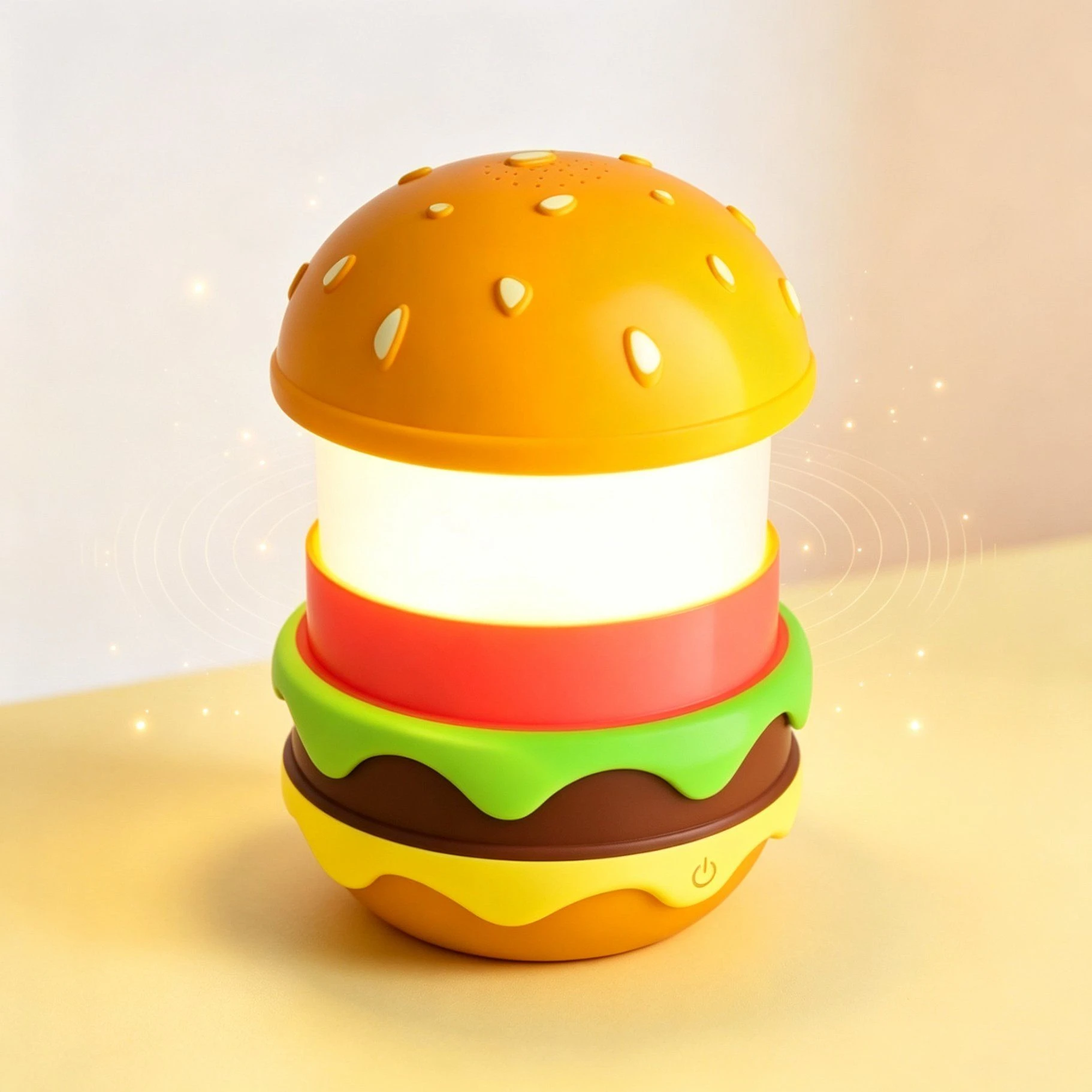 Burger Shape Silicone Night Light Bluetooth Speaker with USB Charging for Bedroom Desk