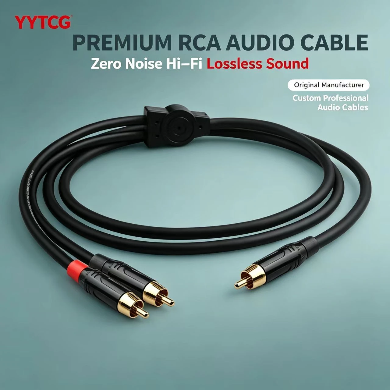 C1 Series Lossless RCA to Dual RCA Stereo Audio Cable with Double Shielding for Home Theater Subwoofer