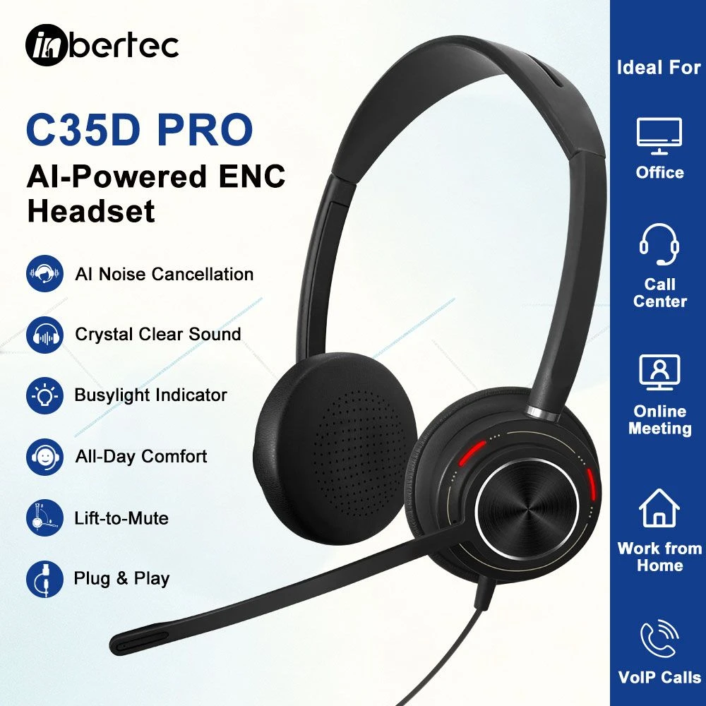 C35 PRO Ai Enc Noise Cancellation Headset for Enterprise Call Center Communication