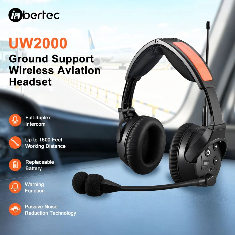 CE Pnr Full-Duplex Pushback Wireless Ground Support Headset for De-Icing